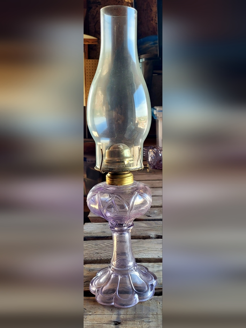 Brass & Glass Purple Oil Lamp - Home Accents